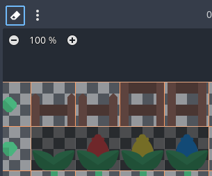 Using the Eraser tool to remove unwanted tiles from the TileSet atlas